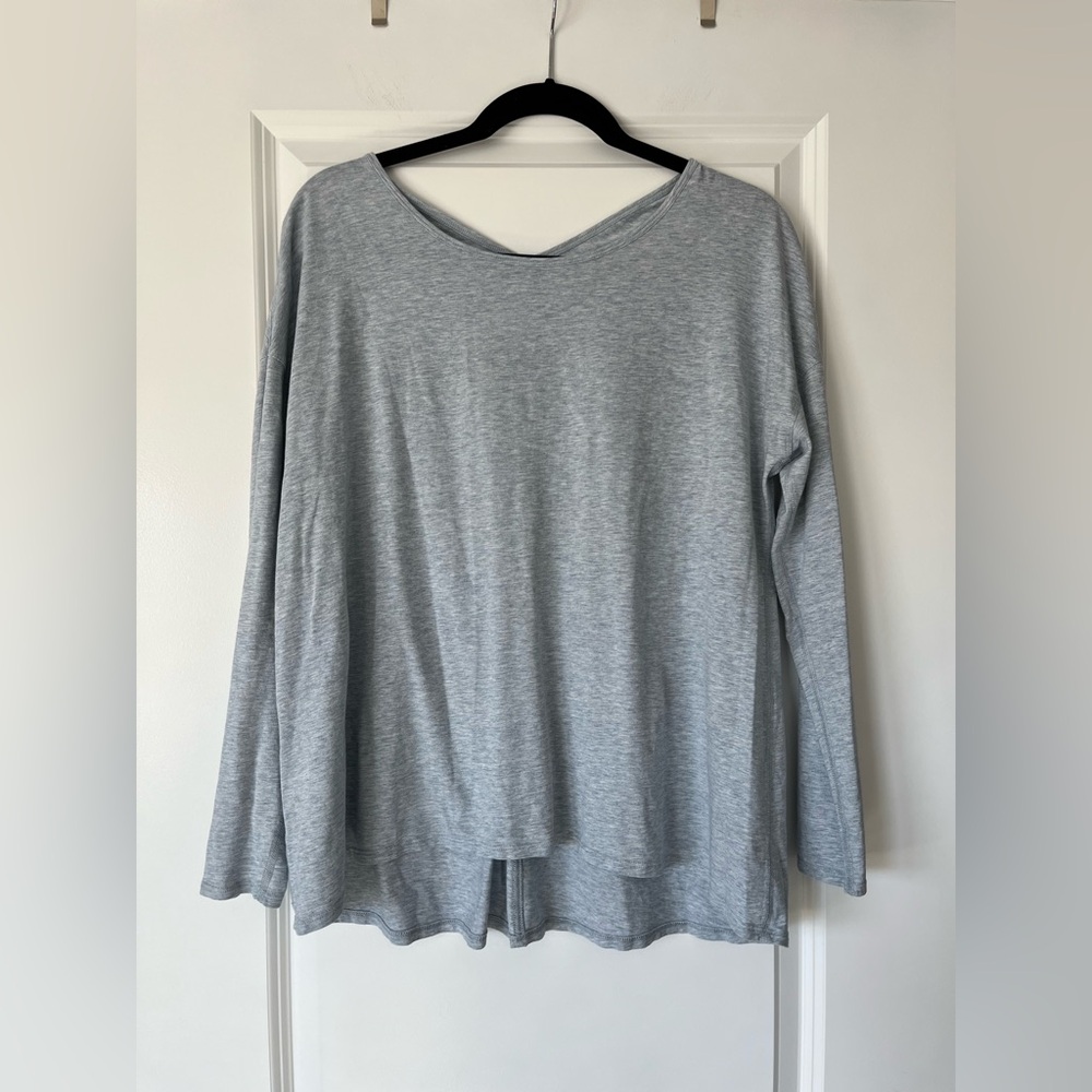 Gray Blue Back Into It Long Sleeve Top
